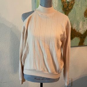 Zara off white/Cream sweater. Right bare shoulder. Size Medium.